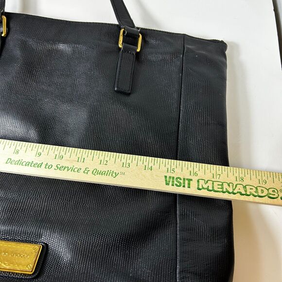 Marc By Marc Jacobs Black Reptile Textured Leather Dual Handle Tote Bag - Picture 11 of 13